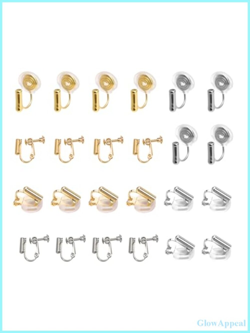 Detachable Clip On Earrings Converter Set for Unpierced Ears, 24 Pcs, Metal